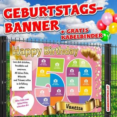 Geburtstagsbanner online gestalten Banner Geburtstag Panner Plakat Plane Party Geschenk Fotozahl 50 Fotocollage