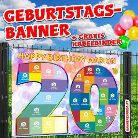 Geburtstagsbanner 20er online gestalten Banner Geburtstag Panner Plakat Plane Party Geschenk Deko selbst gestalten