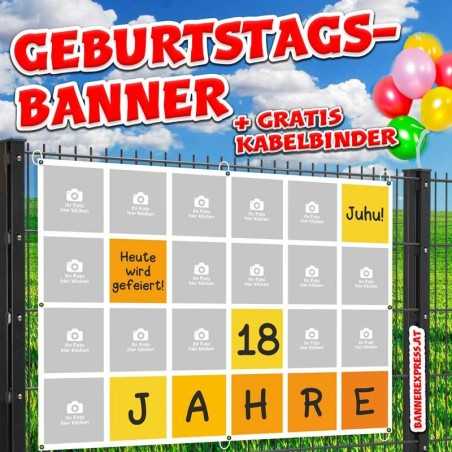 Geburtstagsbanner online gestalten Banner Geburtstag Plakat Plane Party Geschenk Kindergeburtstag Deko Fotocollage Leinwandbild