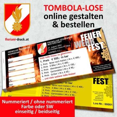 Tombolalose Gewinnspiellose Gewinnspiel Tombola Abrisslose Glückslos Feuerwehr Floriani
