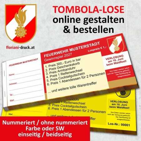 Doppelnummern Lose Tombola Gewinnspiel Verlosung Abrisslose Röllchenlose Niete Gewinnlos