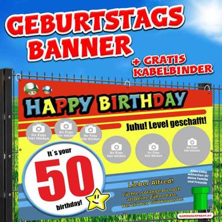 Geburtstagsbanner Banner Geburtstag Geburtstagsdeko selbst gestalten Deko zum Geburtstag Partydeko