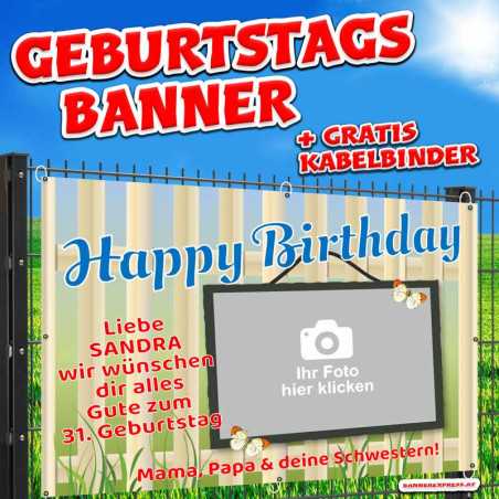 Banner zum Geburtstag selbst gestalten Plakat online gestalten Geburtstagsdeko Banner mit Fotos Geburtstagsbanner