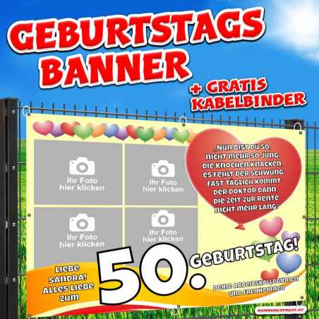 Banner zum Geburtstag selbst gestalten Plakat online gestalten Geburtstagsdeko Banner mit Fotos Geburtstagsbanner