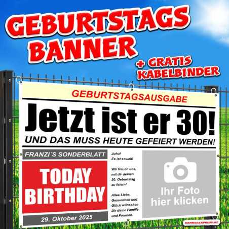 Geburtstagsbanner Banner zum Geburtstag selbst gestalten Plakat online gestalten Geburtstagsdeko Banner mit Fotos