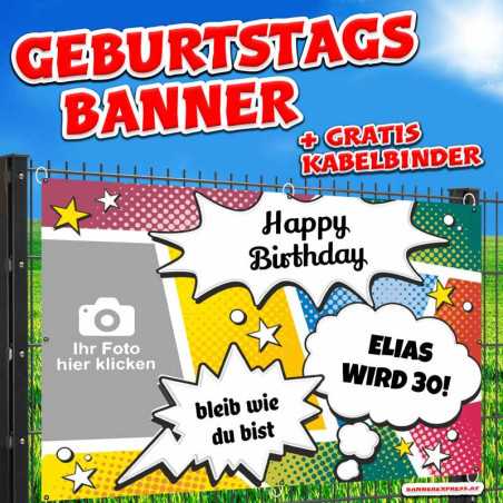 Geburtstagsbanner Banner zum Geburtstag selbst gestalten Plakat online gestalten Geburtstagsdeko Banner mit Fotos