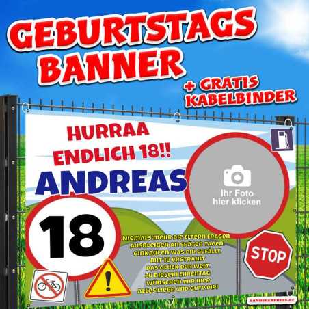 Plakat zum 18ten Geburtstag selbst gestalten Plakat online gestalten Geburtstagsdeko 18ter Geburtstag Geburtstagsbanner