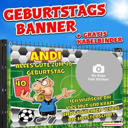 Geschenk für Fußballer Geburtstagsbanner selbst gestalten Plakat online gestalten Geburtstagsdeko Fußball