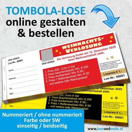 Tombolalose Doppelnummern Lose Tombola Gewinnspiel Verlosung Abrisslose Röllchenlose Niete Gewinnlos