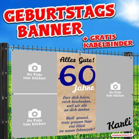 Geburtstagsbanner rustikales Design mit Foto selbst gestalten