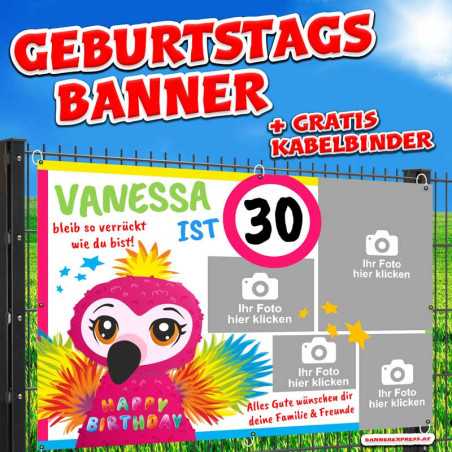 Geburtstagsbanner online bestellen mit Fotos wetterfest geöst