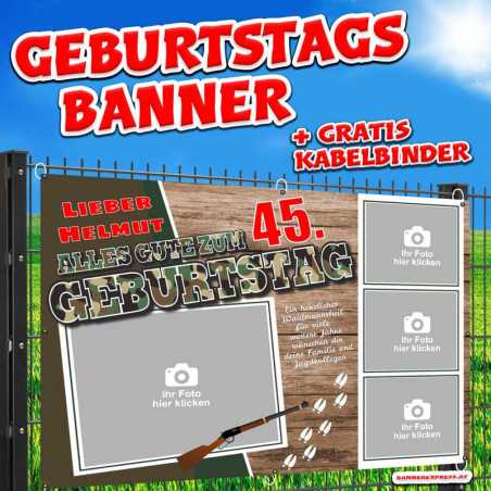 Geburtstagsbanner und Banner zum Geburtstag für Männer online gestalten und bestellen. Design für Jagd und Jäger.