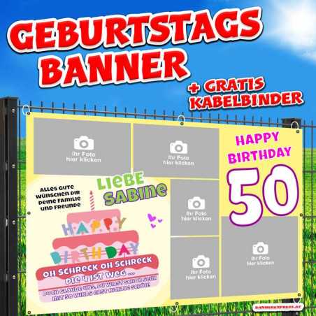 Geburtstagsbanner und Banner zum Geburtstagonline gestalten und bestellen. Tolle Fotocollage für Geburtstagsbanner.