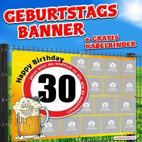 Geburtstagsbanner und Banner zum Geburtstag für Männer online gestalten und bestellen. Perfekte Geburtstagsdeko für Party.