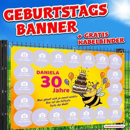 Geburtstagsbanner und Banner zum Geburtstag online gestalten und bestellen. Perfekte Geburtstagsdeko für Party.