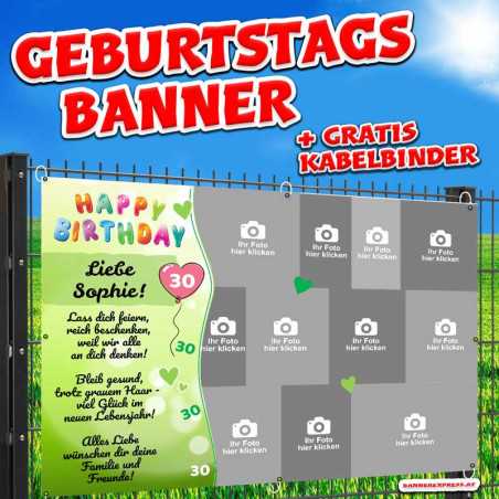 Geburtstagsbanner mit Fotos online gestalten "Wellen