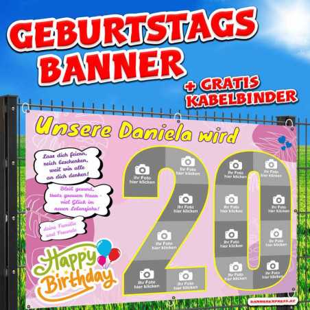 Geburtstagsbanner online gestalten mit Fotos "20er