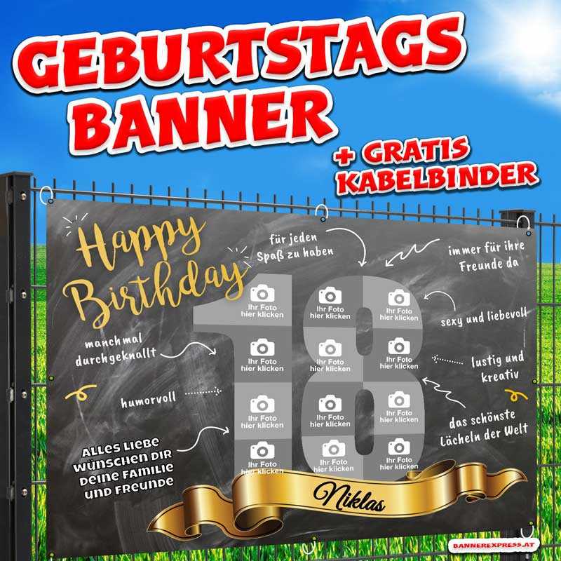 Geburtstagsbanner online gestalten mit Fotos zum 18er