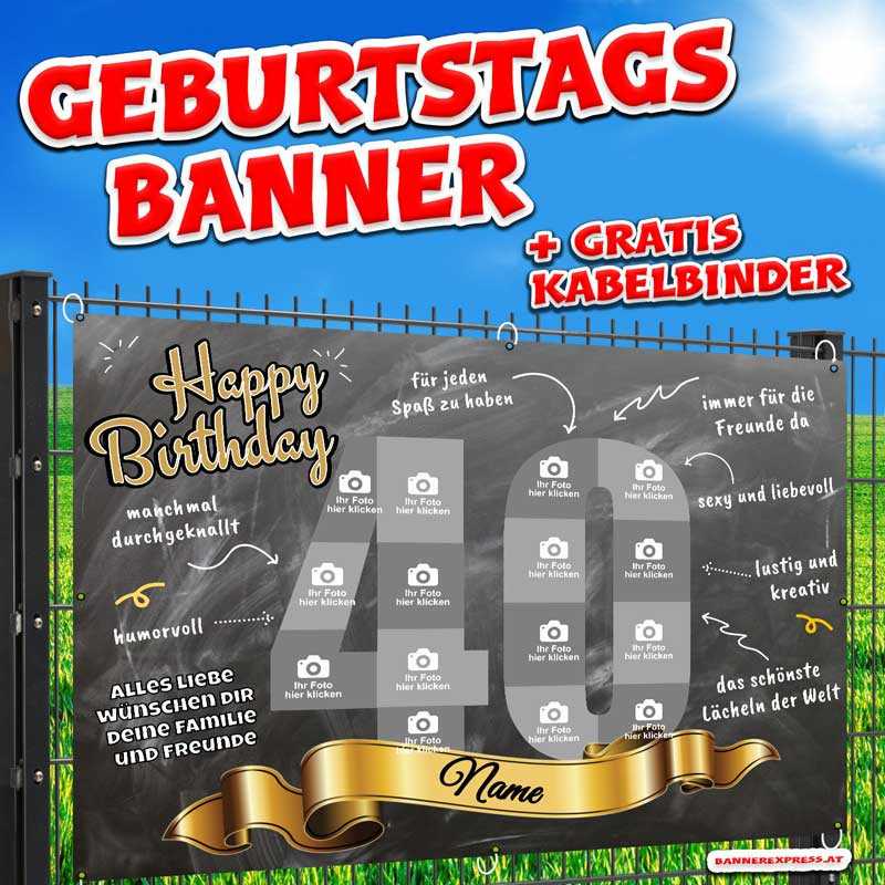 Geburtstagsbanner online gestalten mit Fotos zum 40er