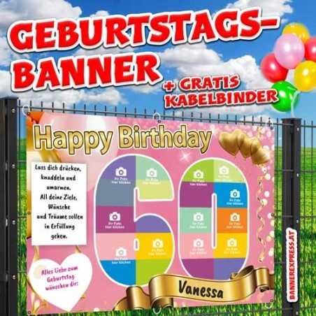 60 Fotozahl Banner zum Geburtstag Geburtstagsbanner online gestalten Banner Geburtstag Panner Plakat Plane Party Geschenk